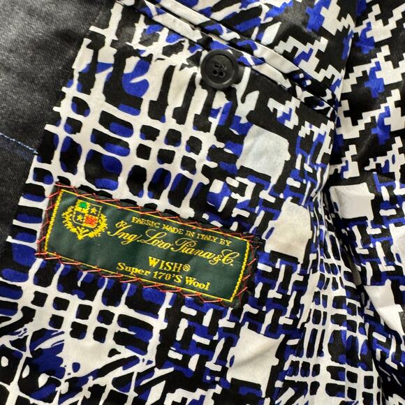 Loro Piana Fabric Blazer Mens 48 L Custom Made Jacket Gray Blue Wool Sport Coat - Picture 4 of 8